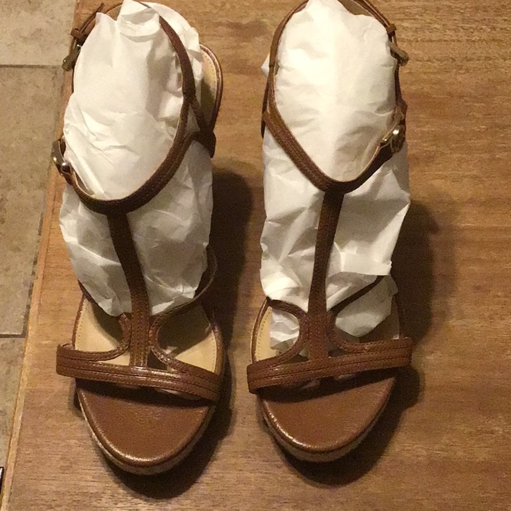 Michael Kors Brown Leather Sandals with Elegant Straps